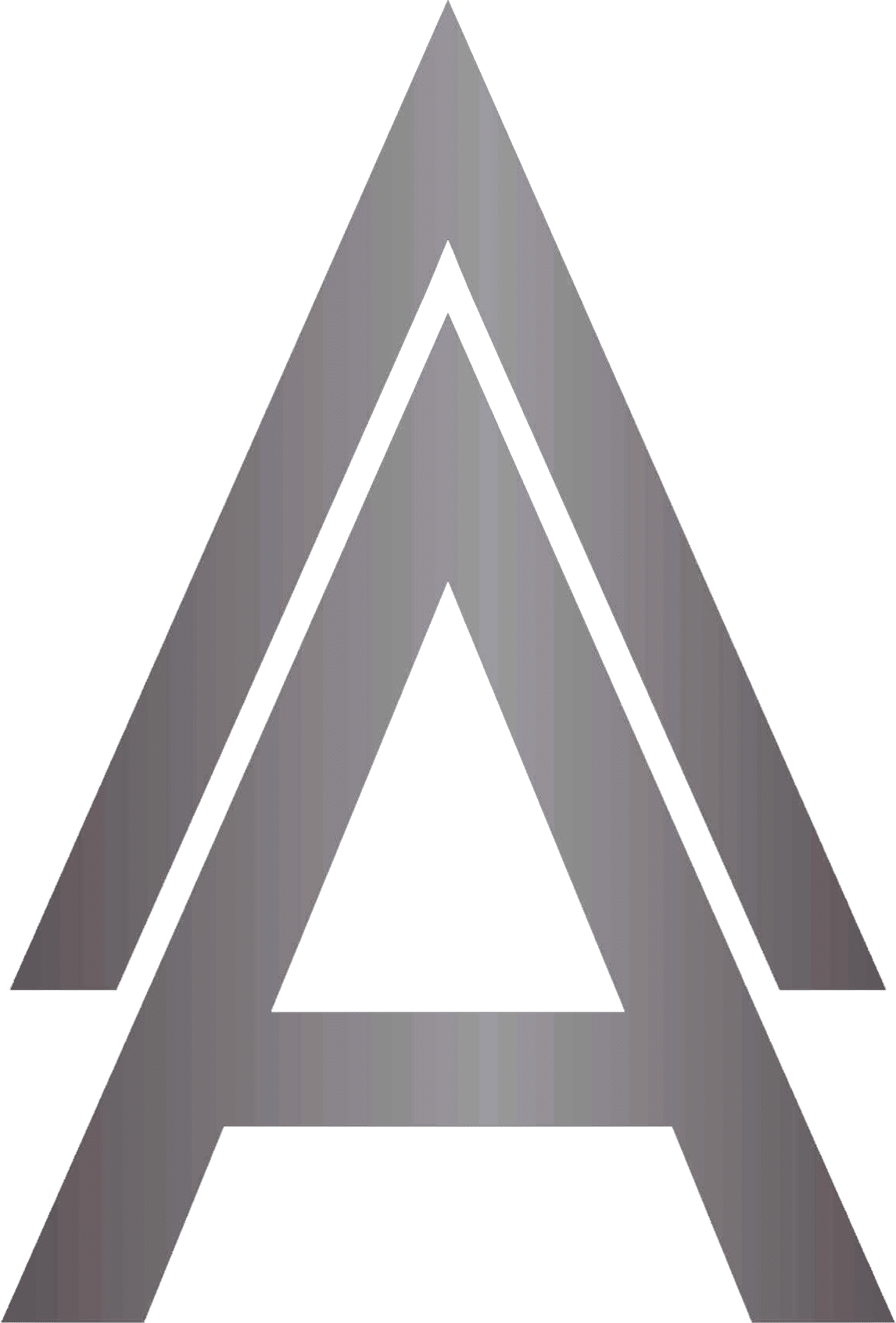 Abstract geometric logo with overlapping triangles in gray tones.