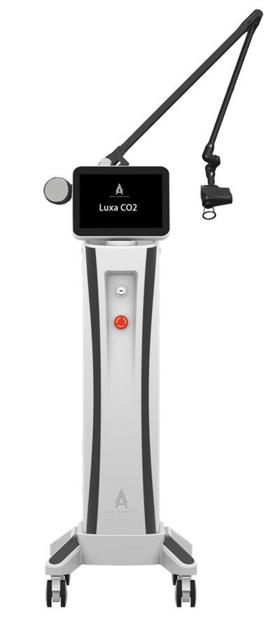 Luxa CO2 laser device with a touchscreen display and adjustable arm.